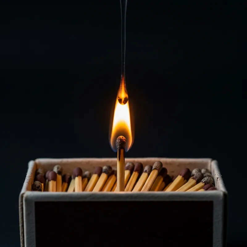 Image: Matches Box with Burning Plastic - High-Risk Situation