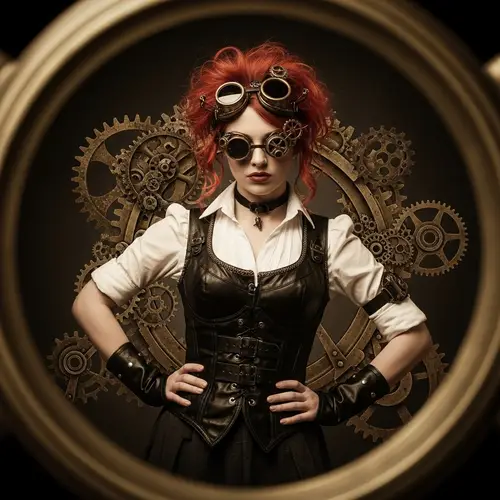 Steampunk-inspired Portrait of Confident Young Woman | Industrial Fantasy