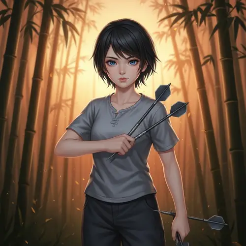 Anime-Style Chinese Teenager Portrait in Bamboo Forest