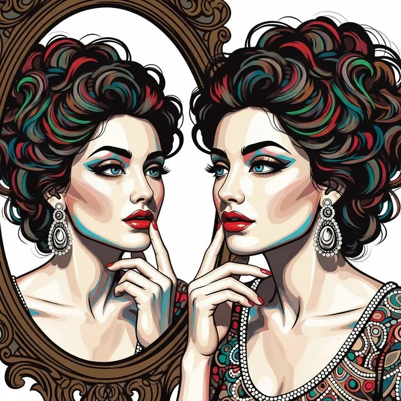 Narcissistic Woman Abstract Art | Exaggerated Self-Love