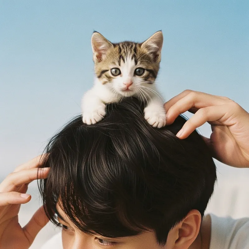 Whimsical K-pop-inspired Kitten Playing in Tim Walker Style Whimsical K-pop-inspired Kitten Playing in Tim Walker Style