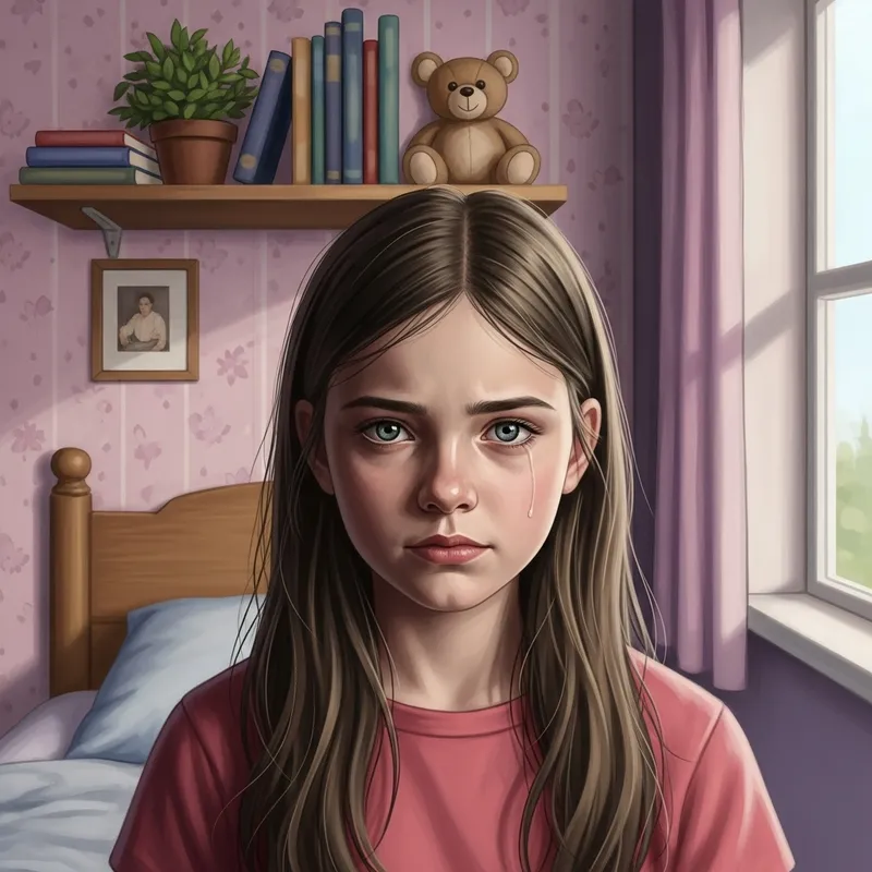 Silently Struggling Caucasian Girl Embracing Resilience