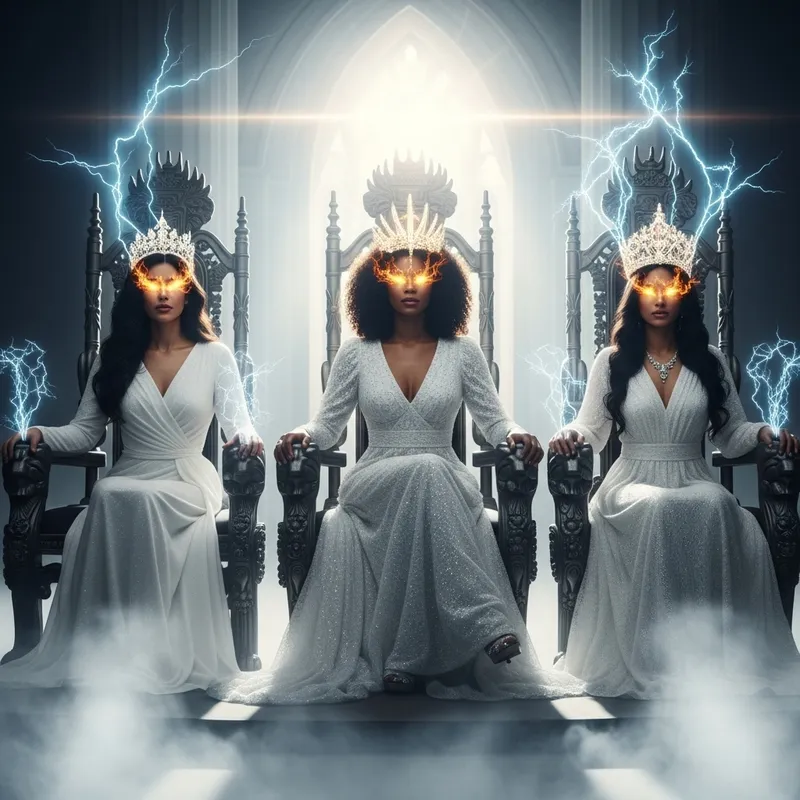 Royal Trio in Divine Throne Room - Ethereal Presence