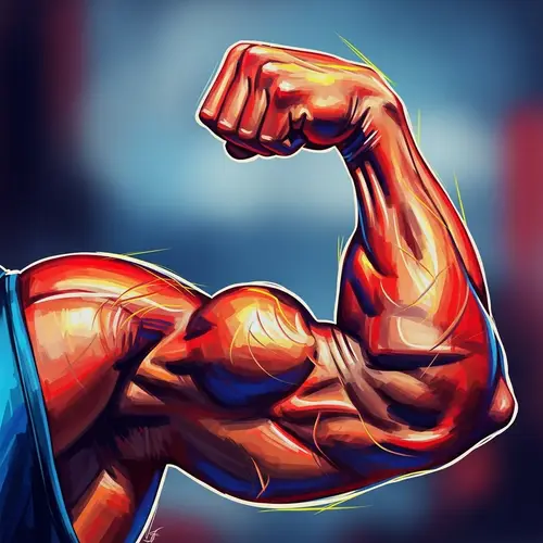 Dynamic Muscle Strength Painting - Vibrant Fitness Inspiration