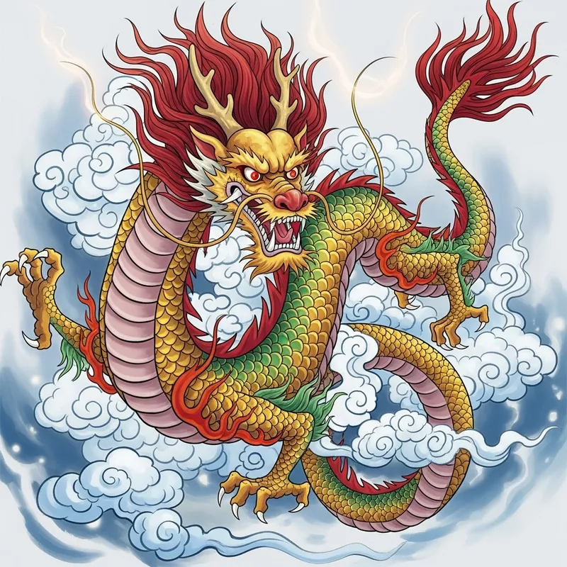 Majestic Chinese Dragon Art | Fierce Expression & Scales