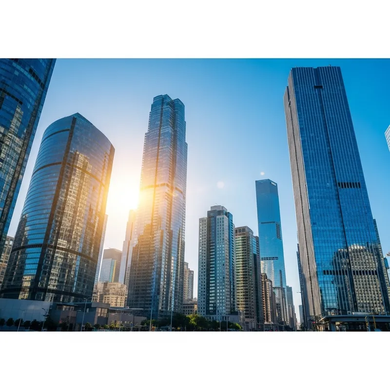 City Skyline With High-Rise Buildings | Sunny Day 4K Image