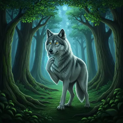 Mystical Wolf 'Mago Lobo' in Enchanted Forest