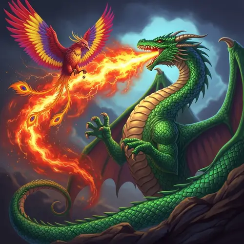 Majestic Green Dragon Breathing Fire