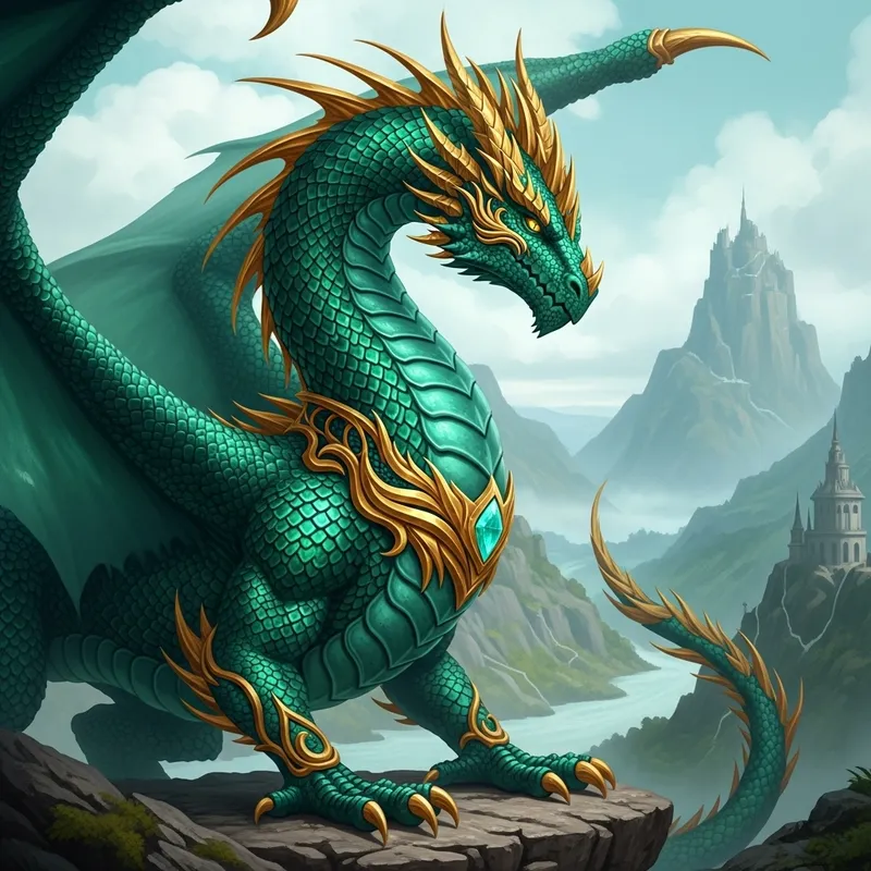 Emerald Dragon in Mythical Gold