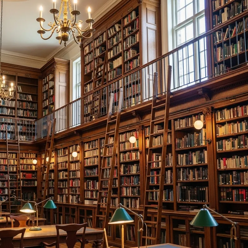 Enchanting Library Scene: Books Emerging from Shelves Enchanting Library Scene: Books Emerging from Shelves
