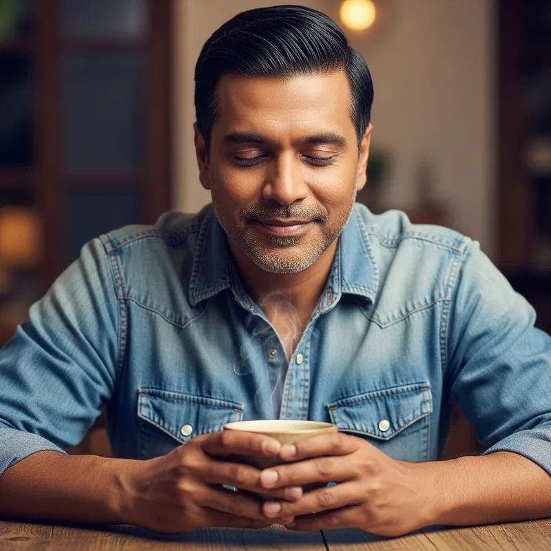 Middle-Aged Man Sipping Coffee | Aromatic Coffee Enjoyment