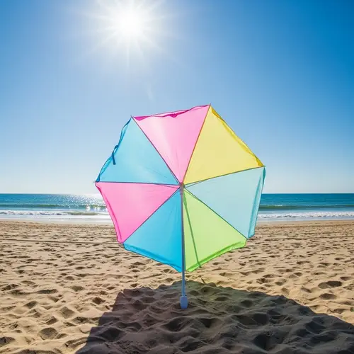 Vibrant Pastel Parasol on a Beautiful Beach