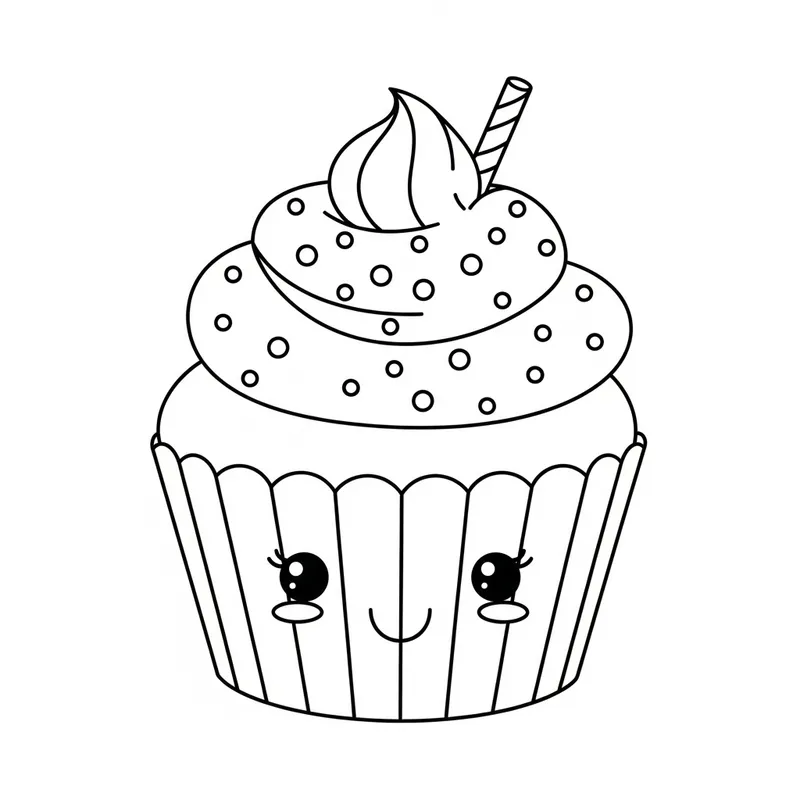 Cute Cupcake Coloring Page for Toddlers