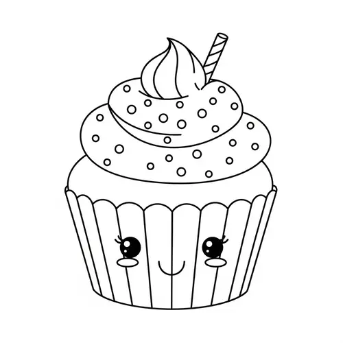 Cute Cupcake Coloring Page for Toddlers