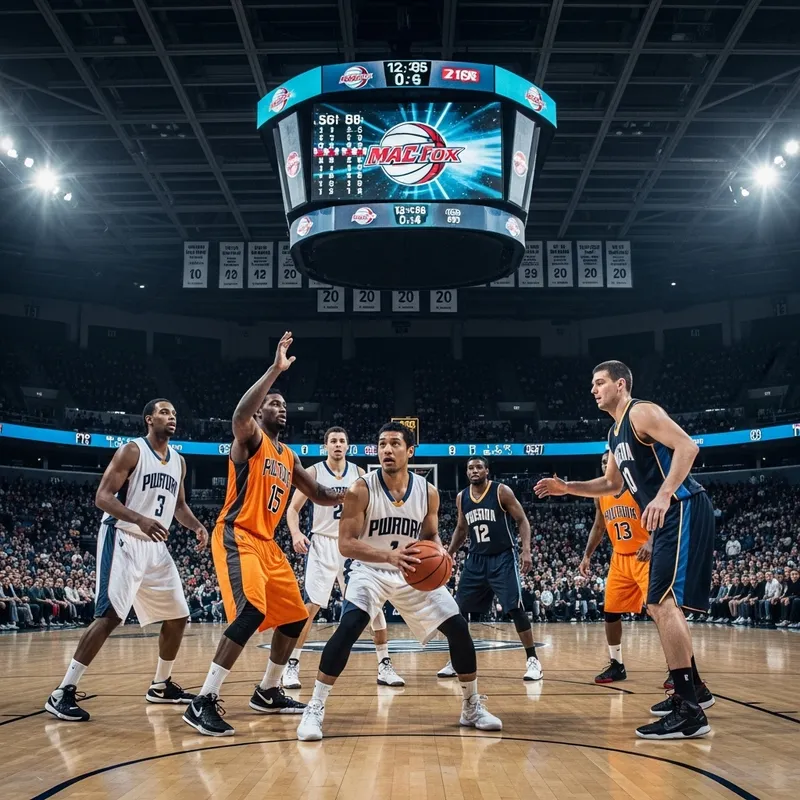 Exciting NBA Basketball Pick and Roll Play on Court