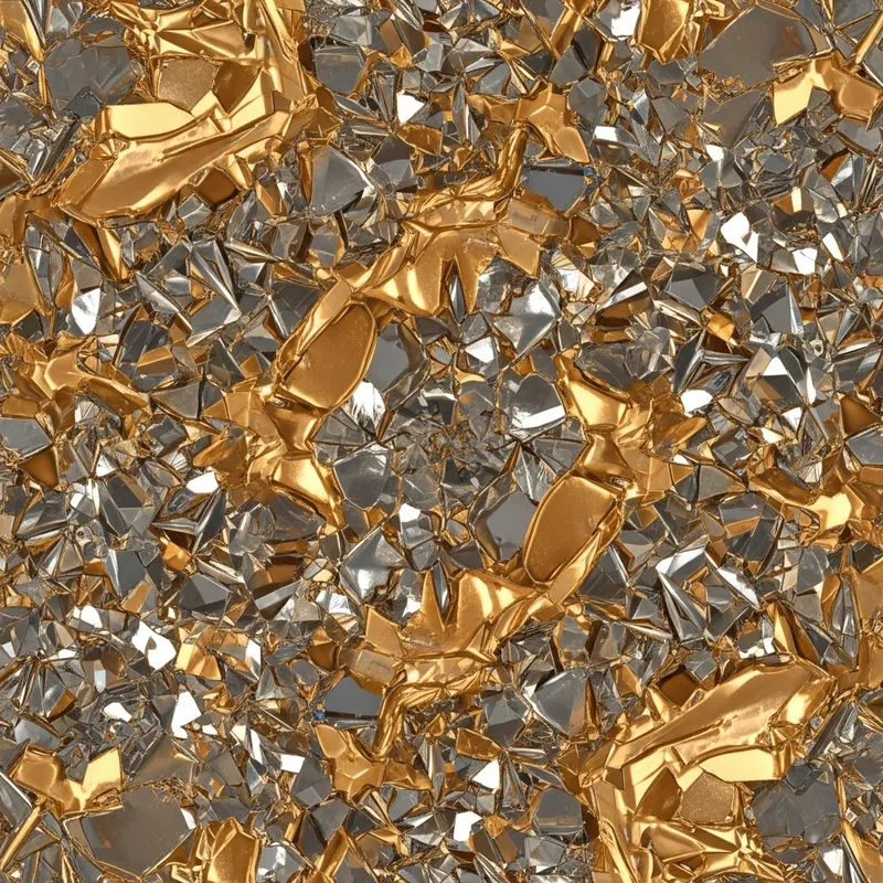 Exquisite Abstract Art: Shiny Slivers & Golden Glaze