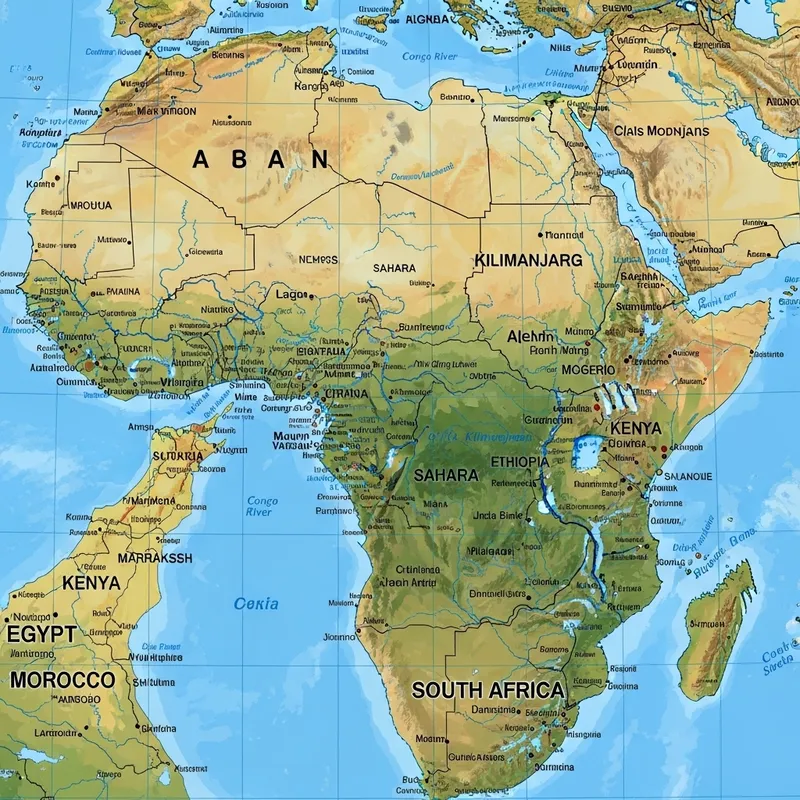 Map of Africa: Countries, Rivers, Mountains Map of Africa: Countries, Rivers, Mountains