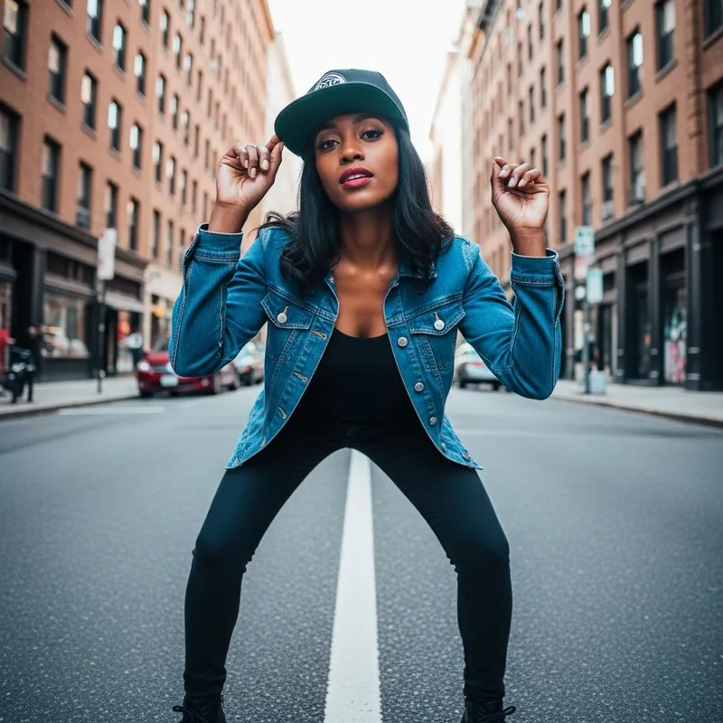 Urban Street Style: Confident Woman in Vibrant Colors