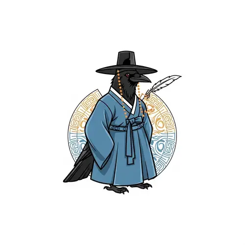 Crow in Scholar's Attire: Korean Joseon Era Logo Design