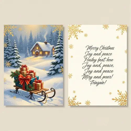 Vintage-style Christmas Greeting Card with Snowy Landscape