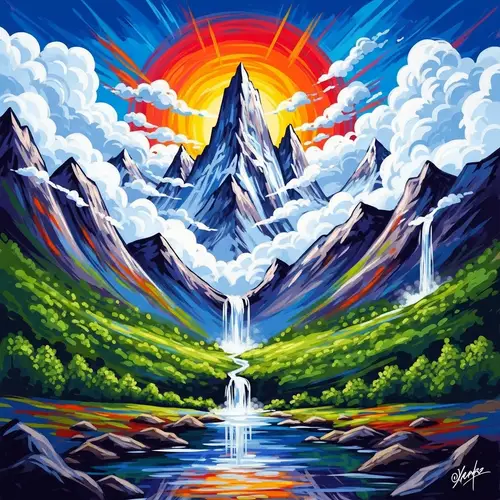 Abstract Mountain Landscape Art | Stunning Nature Painting