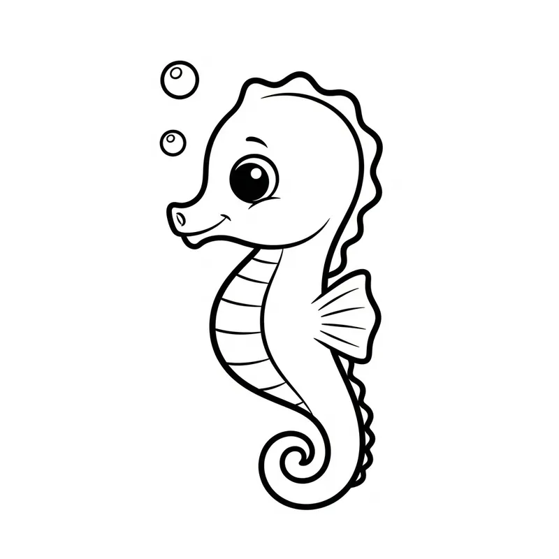 Simple Sea Horse Coloring Page for Toddlers