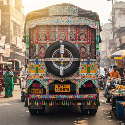 Authentic Indian Truck with Ornamental Embellishments | Vibrant Colors