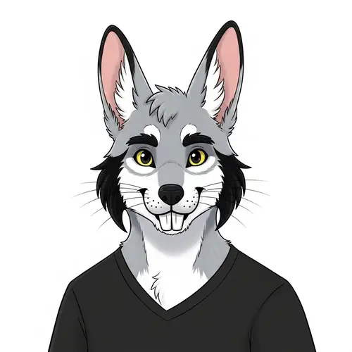 Friendly Hybrid Wolf Rabbit Cartoon Character
