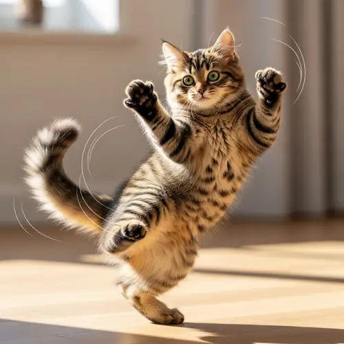 Enchanting Tabby Cat Dancing | Joyful Feline Leaping in Air