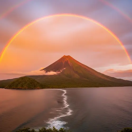 Volcán Barú: Majestic Sunset View with Vibrant Rainbow