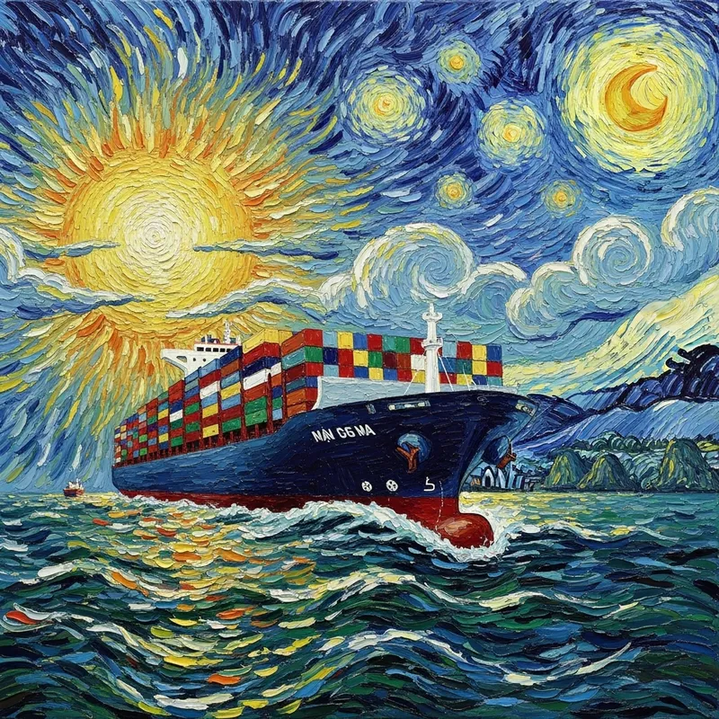 Van Gogh Style Container Vessel of Vietnam
