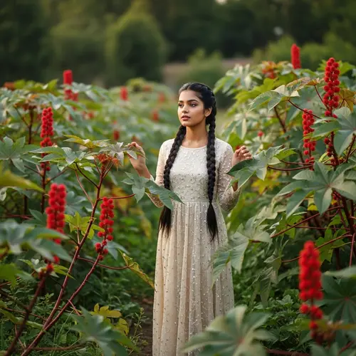 Beautiful South Asian Girl in Enchanted Blooming Garden
