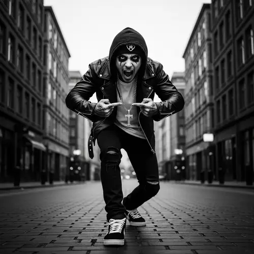 Dynamic Black and White Avatar in Urban Street Photography Style