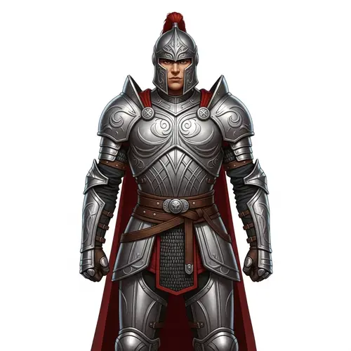 Intricate Silver Armor Warrior Illustration | 2D Battle-Ready Art