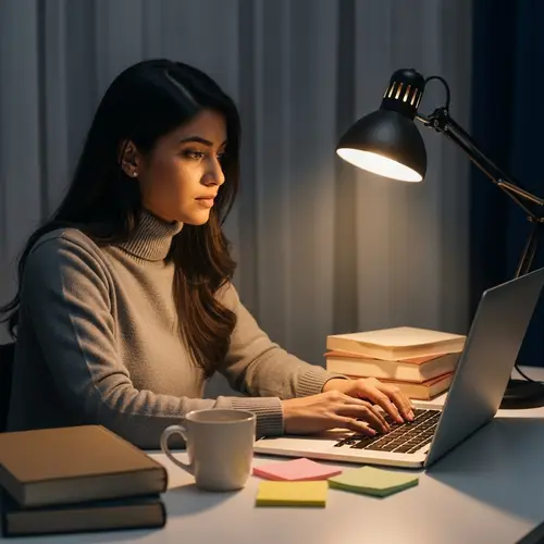 Young South Asian Female Author Compiling Novel