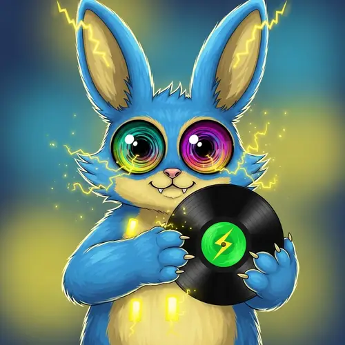 Adorable Cartoon Pikachu Holding Vinyl Record