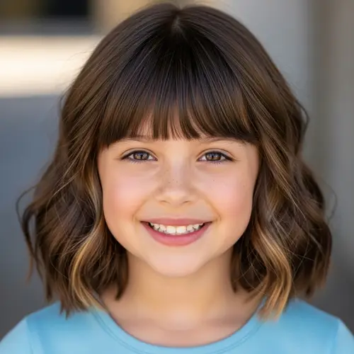 Cute Girl with Brown Hair & Blonde Highlights