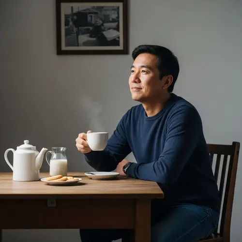 Asian Man Enjoying Hot Tea | Relaxation Time