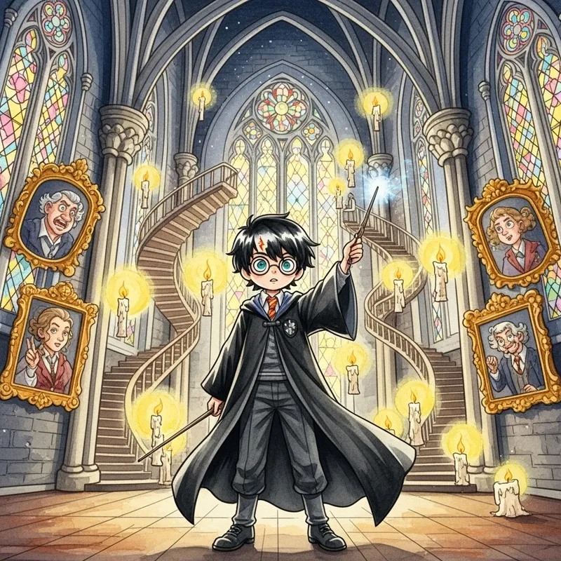 Harry Potter Watercolor Art: Magical Castle Scene