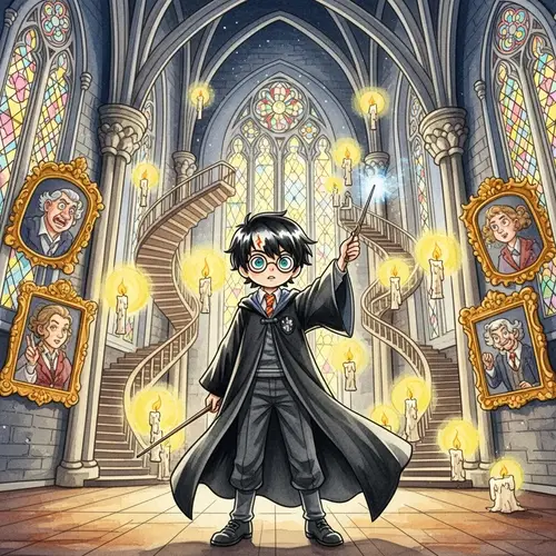 Harry Potter Watercolor Art: Magical Castle Scene