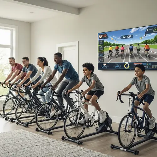 Home-Based Family Bike Racing on Digital Screen - Healthy Fun