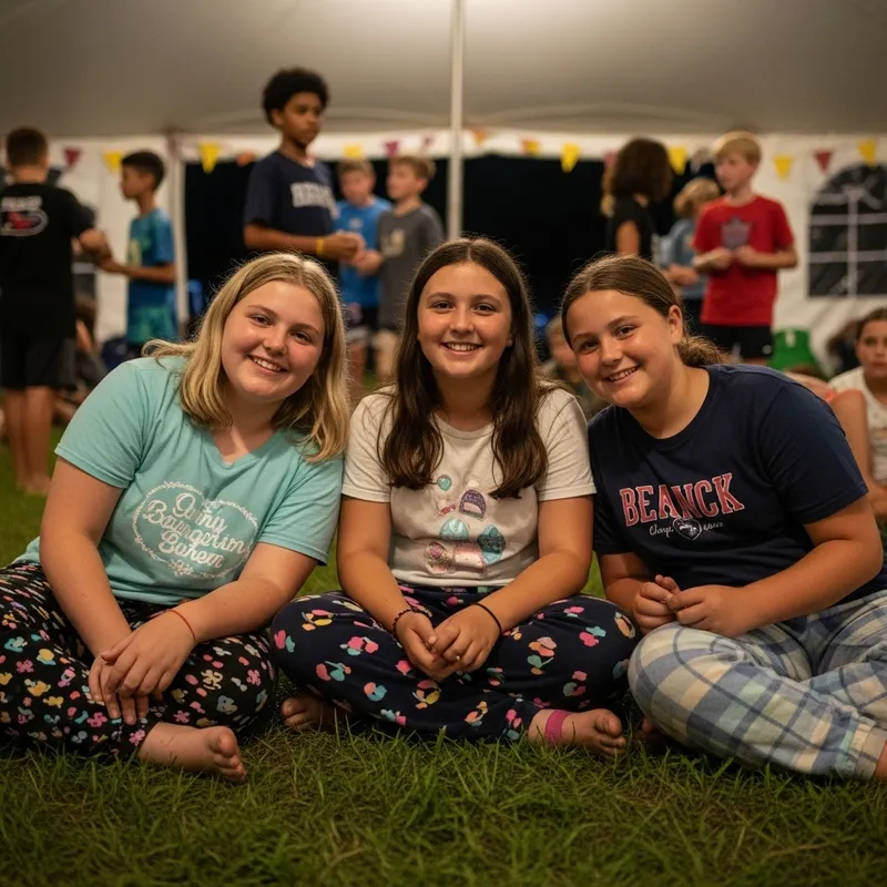Charming 11-Year-Old Chubby Girls at Night Kids Camp