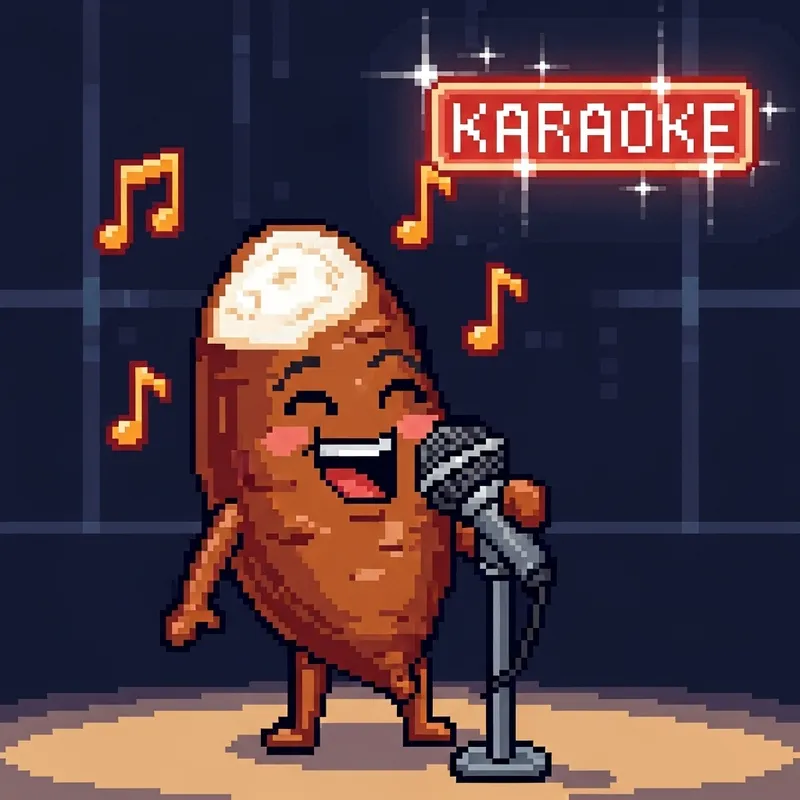 Pixel Art of Cassava Singing Karaoke