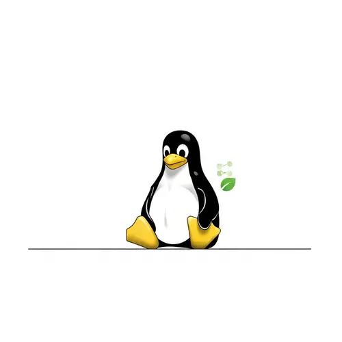 Minimalist Open Source Linux Penguin 'Tux' Image