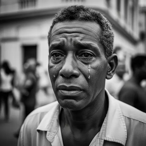 Gritty Black and White Street Photography: Cuban Man's Tears