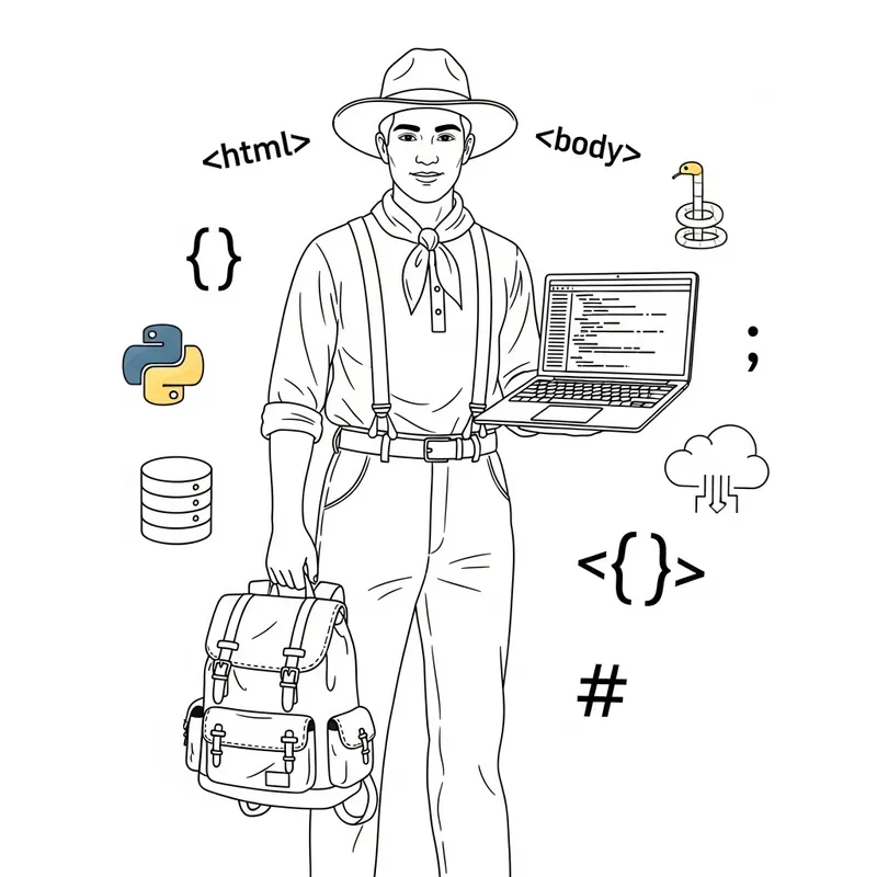 Experienced Web Programmer with Backpack and Laptop