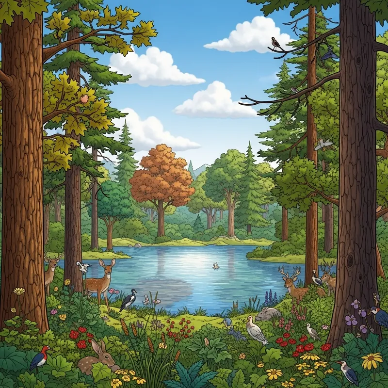 Tranquil Forest and Lake Nature Scene | Serene Environment Tranquil Forest and Lake Nature Scene | Serene Environment