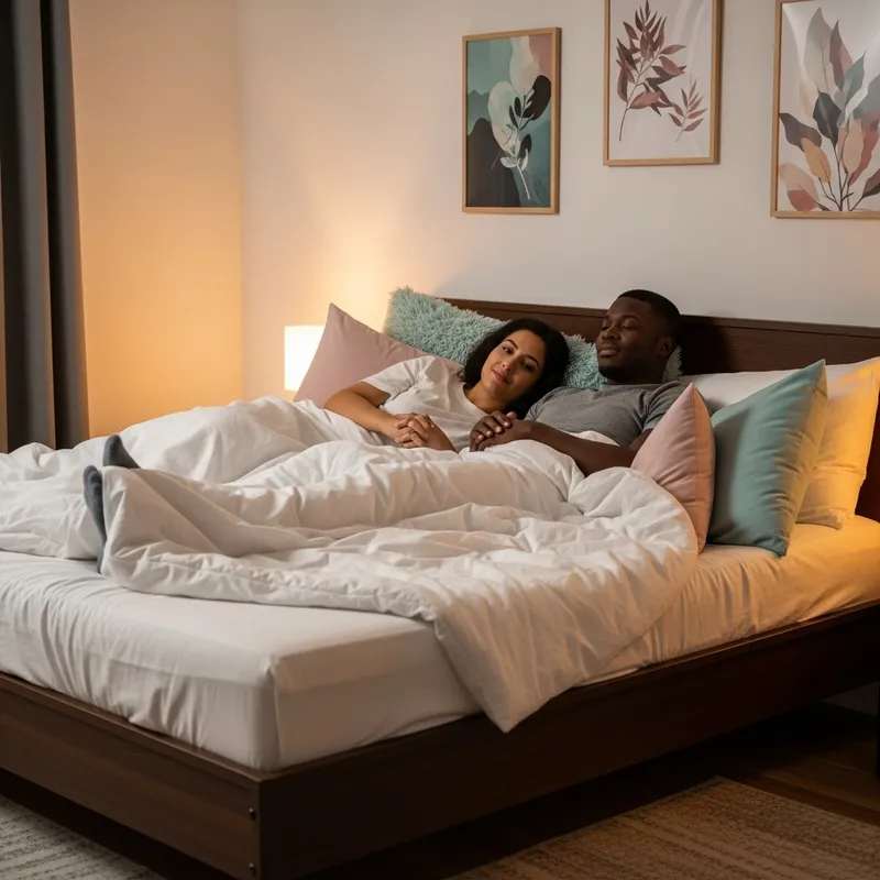 Cozy Bedroom with Two Friends Relaxing