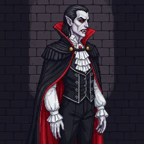 Pixel Art Vampire Character Design, Full Body - Side View