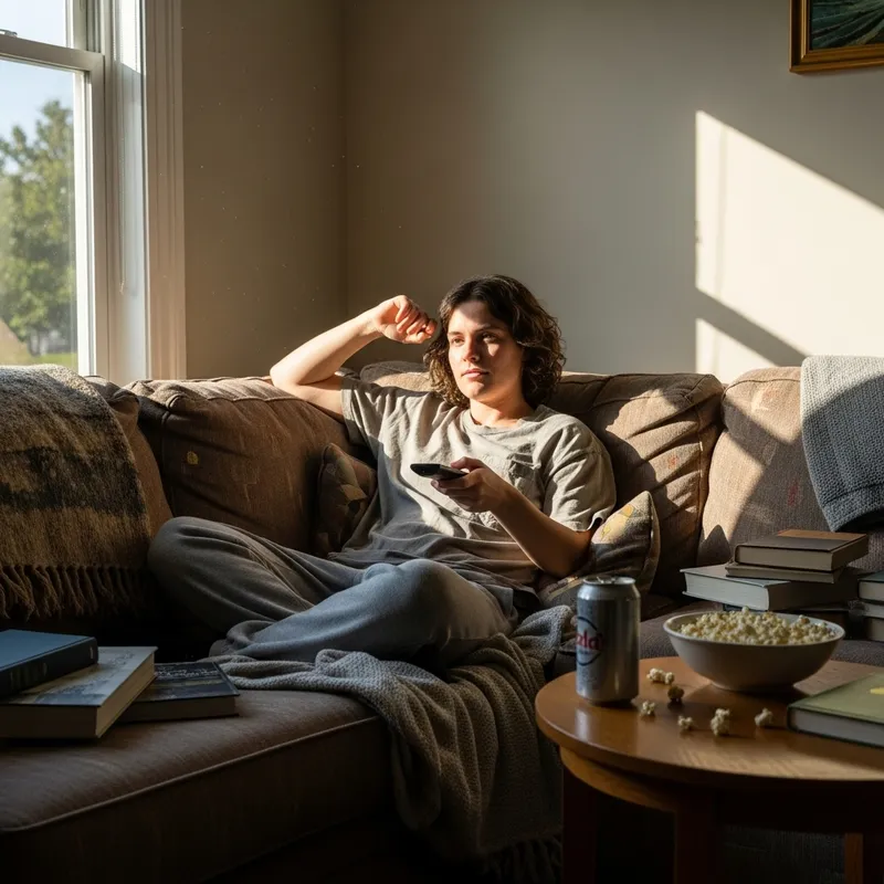 Lazy Day Lounging on Couch with Remote Control | Website